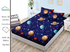 HUSA DE PAT CU ELASTIC CU 2 FETE DE PERNA 160x200cm SKYN20 - Img 2