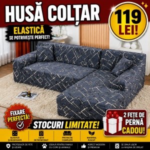 Husa Elastica Pentru Fotoliu / Canapea / Coltar Model Cenusiu New