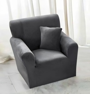 Husa Elastica Pentru Fotoliu Catifea Gri Inchis SCA19 - Img 2