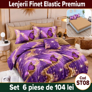 Lenjerie de pat finet 6 piese cu Elastic ST08