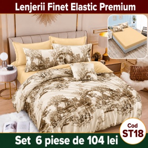 Lenjerie de pat finet 6 piese cu Elastic ST18