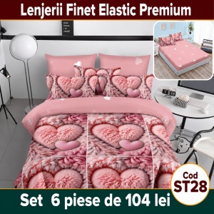 Lenjerie de pat finet 6 piese cu Elastic ST28