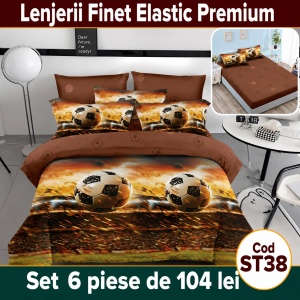 Lenjerie de pat finet 6 piese cu Elastic ST38