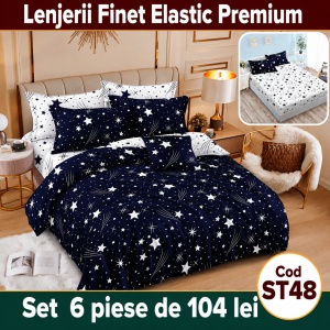 Lenjerie de pat finet 6 piese cu Elastic ST48