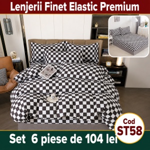 Lenjerie de pat finet 6 piese cu Elastic ST58