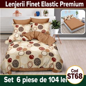 Lenjerie de pat finet 6 piese cu Elastic ST68