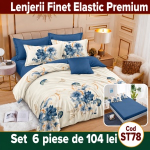 Lenjerie de pat finet 6 piese cu Elastic ST78