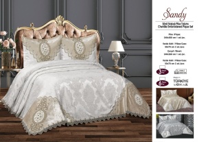 Set Cuvertură Pat Sandy – Chenille Pique Brodat Premium – 6 Piese AHC12
