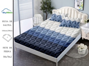 HUSA DE PAT CU ELASTIC CU 2 FETE DE PERNA 160x200cm SKYN12