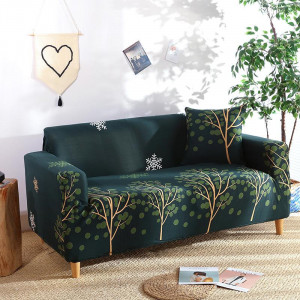 Husa Elastica Pentru Canapea 2 locuri Verde Cu Copaci