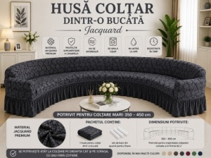 Husă Jacquard Premium pentru Colțar Cenusiu