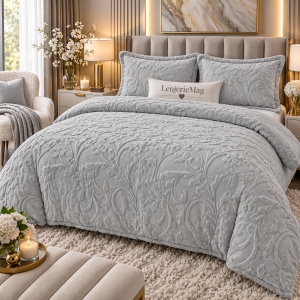 Lenjerie Cocolino 4 piese Imitatie Blana iepure Gri Deschis cu Elastic PITC13