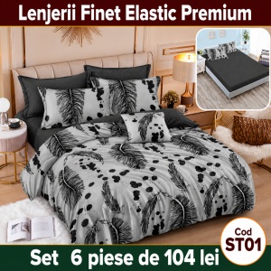 Lenjerie de pat finet 6 piese cu Elastic ST01