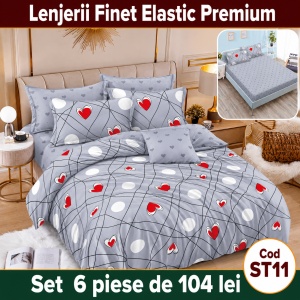 Lenjerie de pat finet 6 piese cu Elastic ST11