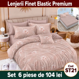 Lenjerie de pat finet 6 piese cu Elastic ST21