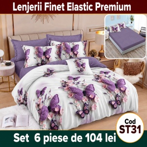 Lenjerie de pat finet 6 piese cu Elastic ST31