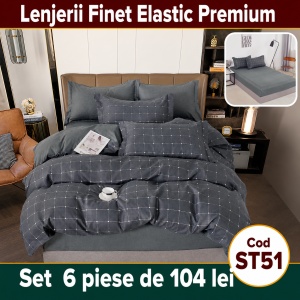 Lenjerie de pat finet 6 piese cu Elastic ST51