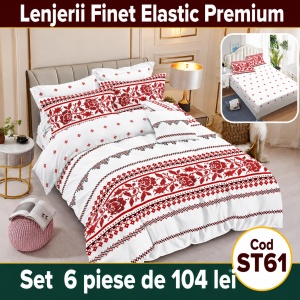Lenjerie de pat finet 6 piese cu Elastic ST61