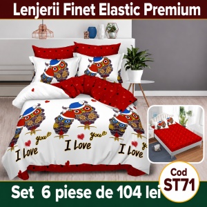 Lenjerie de pat finet 6 piese cu Elastic ST71