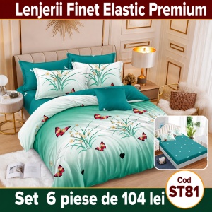 Lenjerie de pat finet 6 piese cu Elastic ST81