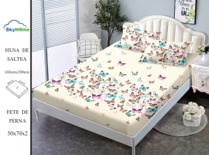 HUSA DE PAT CU ELASTIC CU 2 FETE DE PERNA 160x200cm SKYN03