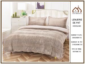 Lenjerie Cocolino 4 piese Cearceaf Classic Model Cacao-Lapte PITC18