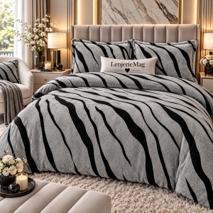 Lenjerie Cocolino 4 piese Gri Model Zebra cu Elastic PITC06