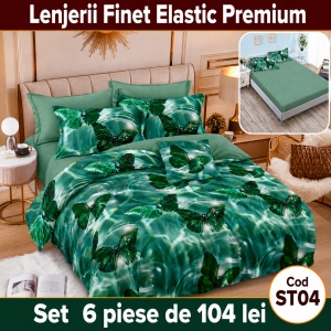 Lenjerie de pat finet 6 piese cu Elastic ST04