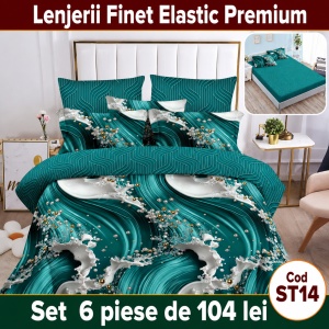 Lenjerie de pat finet 6 piese cu Elastic ST14