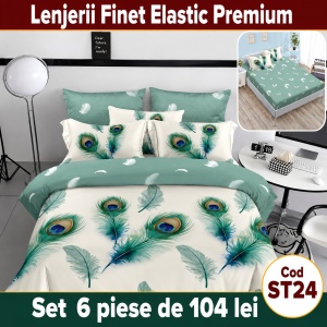 Lenjerie de pat finet 6 piese cu Elastic ST24