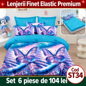 Lenjerie de pat finet 6 piese cu Elastic ST34