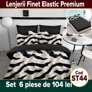 Lenjerie de pat finet 6 piese cu Elastic ST44