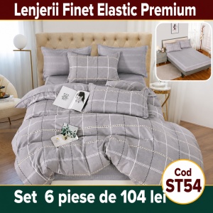 Lenjerie de pat finet 6 piese cu Elastic ST54