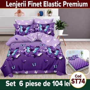 Lenjerie de pat finet 6 piese cu Elastic ST74