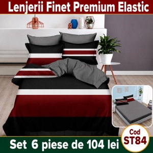 Lenjerie de pat finet 6 piese cu Elastic ST84