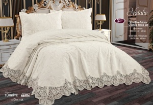 Set Cuvertură Pat Natalie – Chenille Pique Premium – 3 Piese AHC09