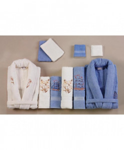 Set Prosoape si Halate din Bumbac 10 Piese, Belinda, Albastru -Crem BLD 1002