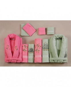 Set Prosoape si Halate din Bumbac 10 Piese, Belinda, Roz-Verde BLD 10-12