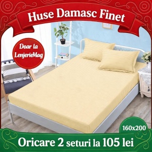 HUSA DE PAT CU ELASTIC CU 2 FETE DE PERNA 160X200 Damasc SHK25