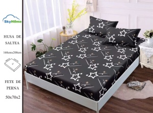 HUSA DE PAT CU ELASTIC CU 2 FETE DE PERNA 160x200cm SKYN21 - Img 2