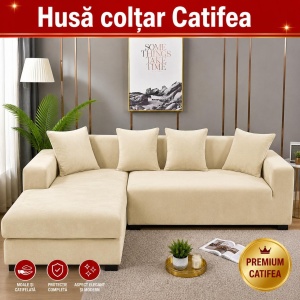 Husa Elastica Pentru Coltar Catifea Crem HSC02