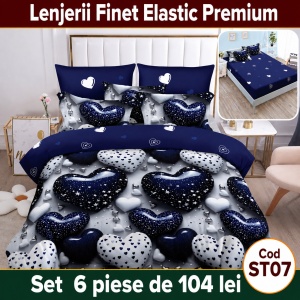 Lenjerie de pat finet 6 piese cu Elastic ST07