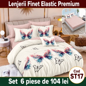Lenjerie de pat finet 6 piese cu Elastic ST17