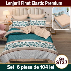 Lenjerie de pat finet 6 piese cu Elastic ST27