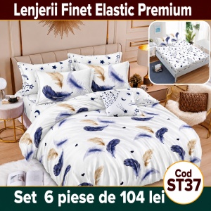 Lenjerie de pat finet 6 piese cu Elastic ST37
