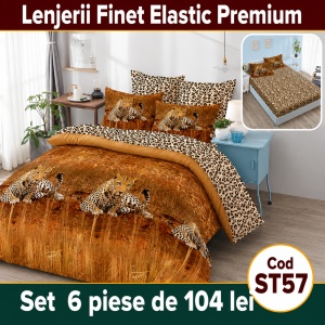 Lenjerie de pat finet 6 piese cu Elastic ST57