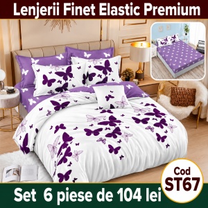 Lenjerie de pat finet 6 piese cu Elastic ST67
