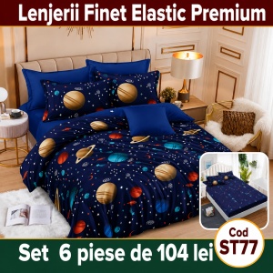 Lenjerie de pat finet 6 piese cu Elastic ST77