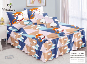 LENJERIE FINET GROS 6 PIESE - PAT DE 2 PERSOANE CU VOLANASE VOLC28