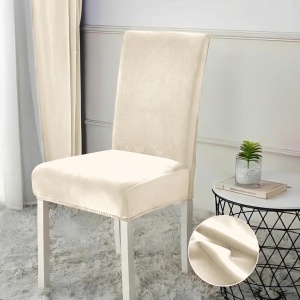 Set 6 Huse Scaune Catifea Premium Crem HSS05 - Img 2